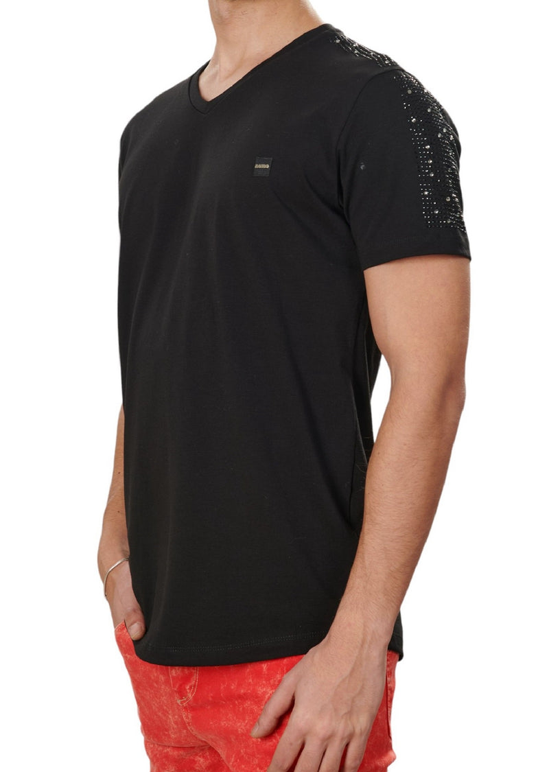 Black Upper Back Rhinestone Tee