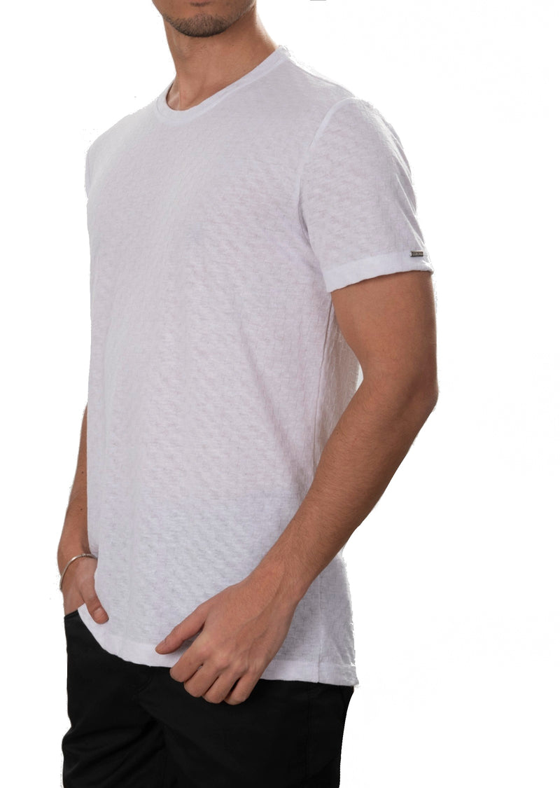 White Square Luxe Linen Tee