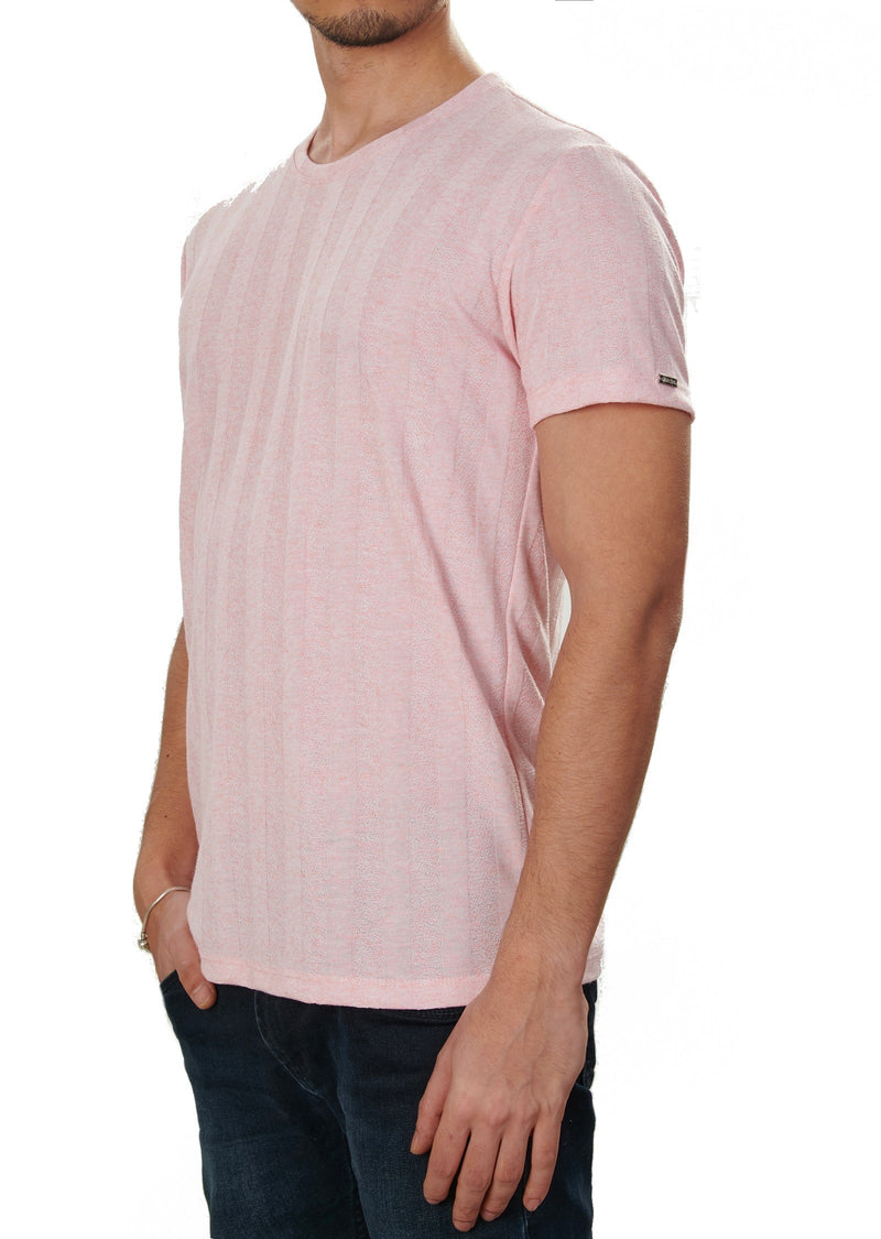 Pink Tonal Stripe Luxe Linen Tee