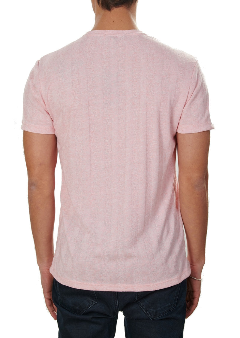 Pink Tonal Stripe Luxe Linen Tee