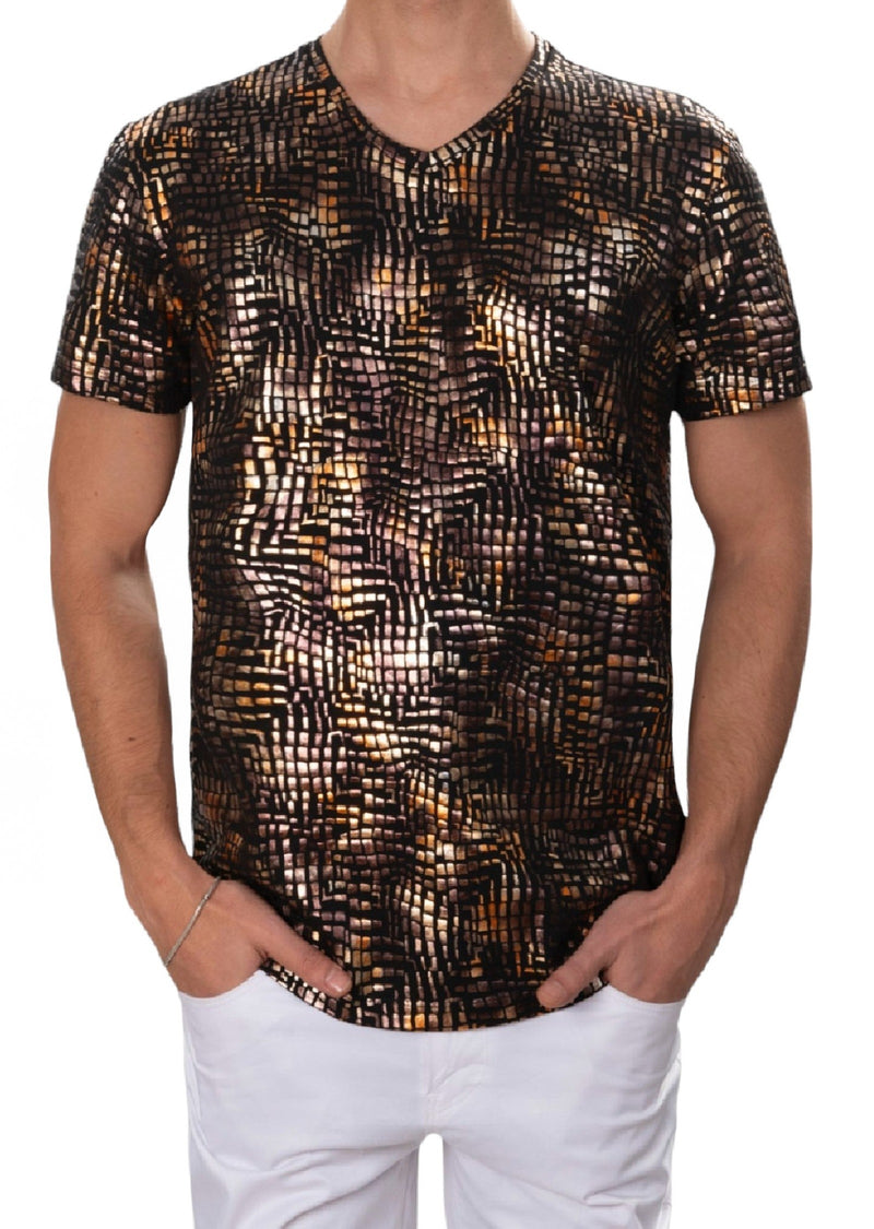 Black Gold Snake Foil Knit Tee