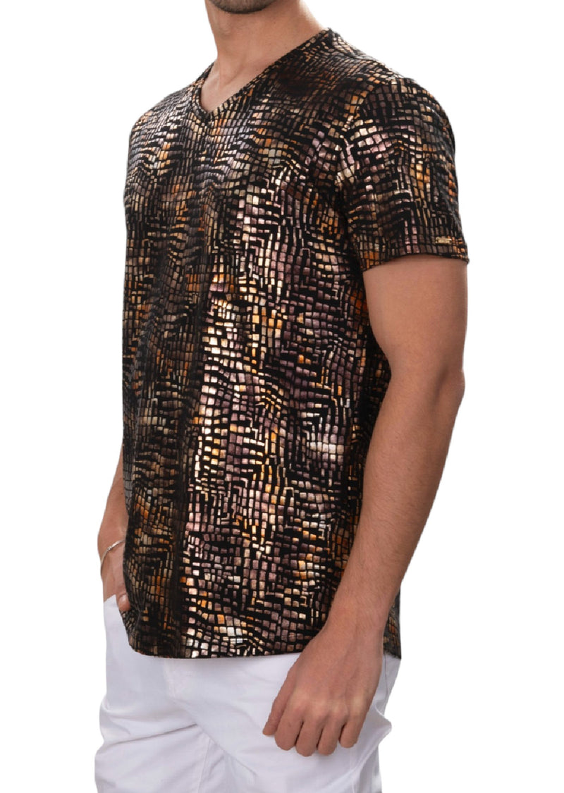 Black Gold Snake Foil Knit Tee