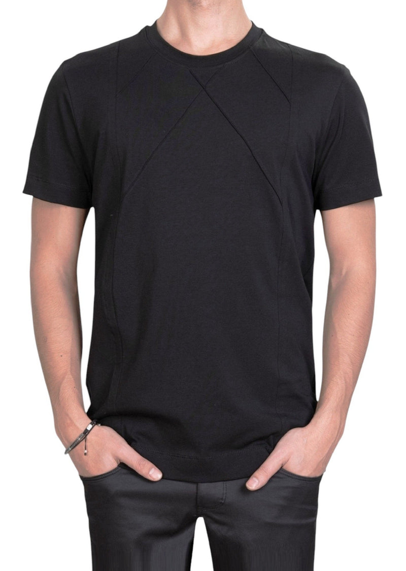 Black Tonal Stitches Knit Tee