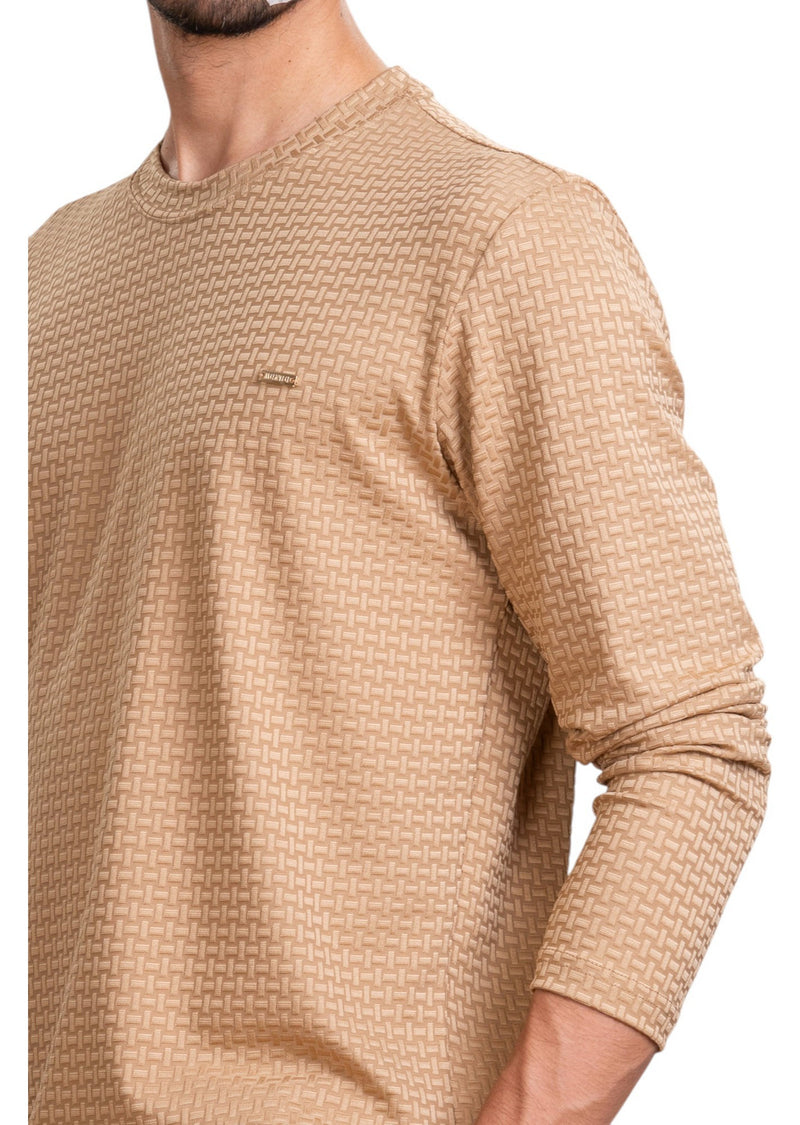 Beige Mini Geometric Knit Sweater