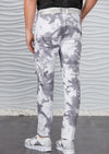 White Overcast Tie-Dye Zipper Jeans