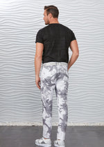 White Overcast Tie-Dye Zipper Jeans