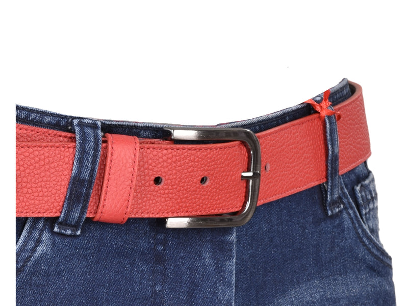 Red Textured Leather Belt – MONDO Menswear