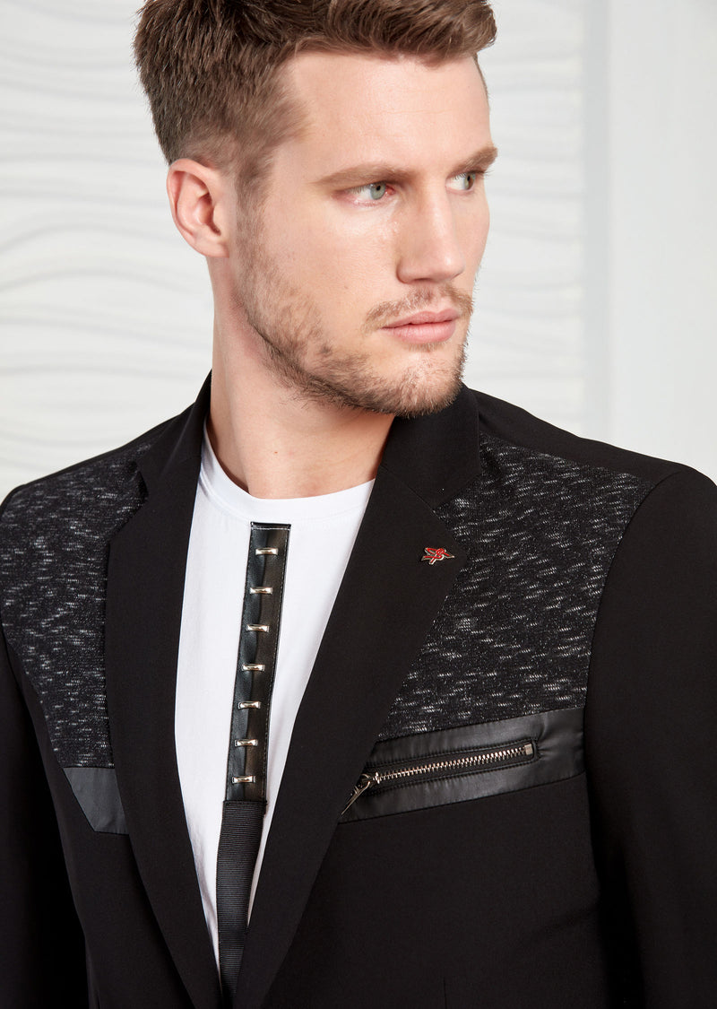 Black Knit Tech Stretchy Blazer