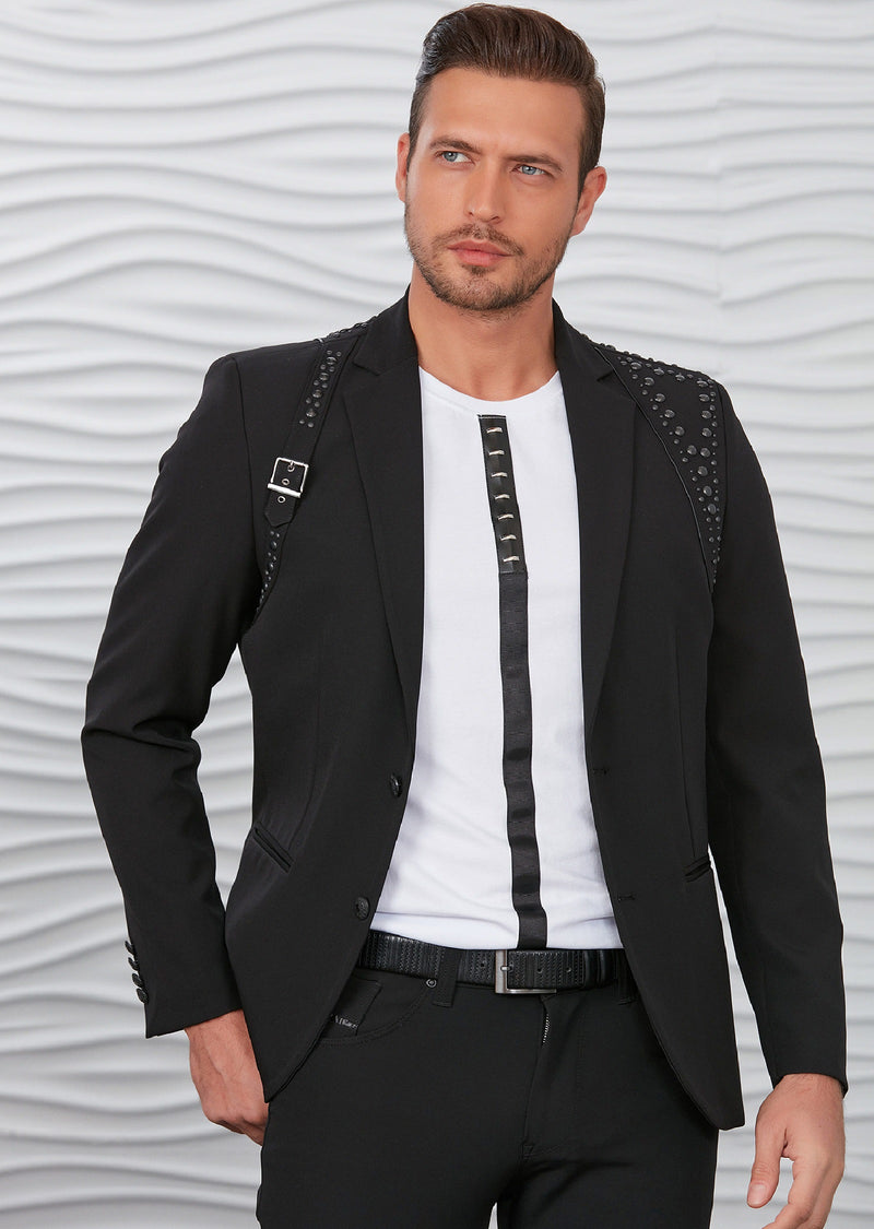 Slim Fit Harness Buckle Suit Jacket and Trousers