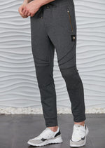 Gray Luxe Ribbed Panel Jogger Pants