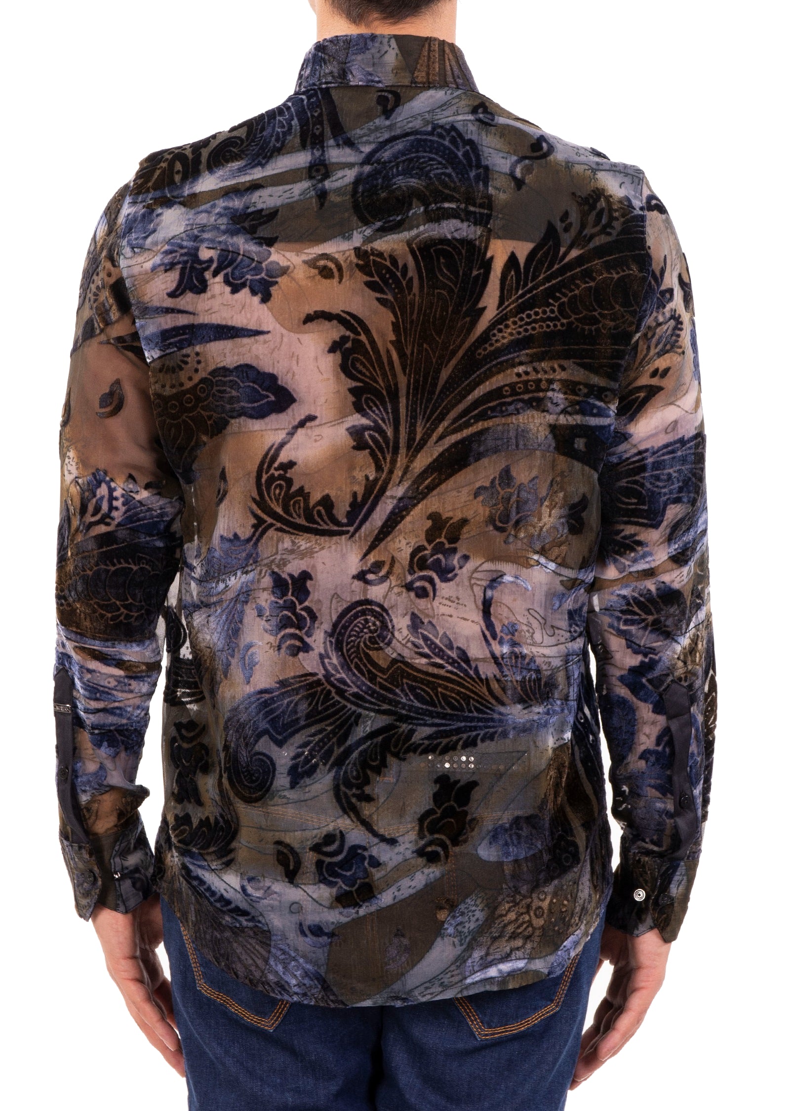 Blue Paisley Burnout Velvet Shirt – MONDO Menswear