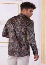 Brown Snake Print Velvet Shirt