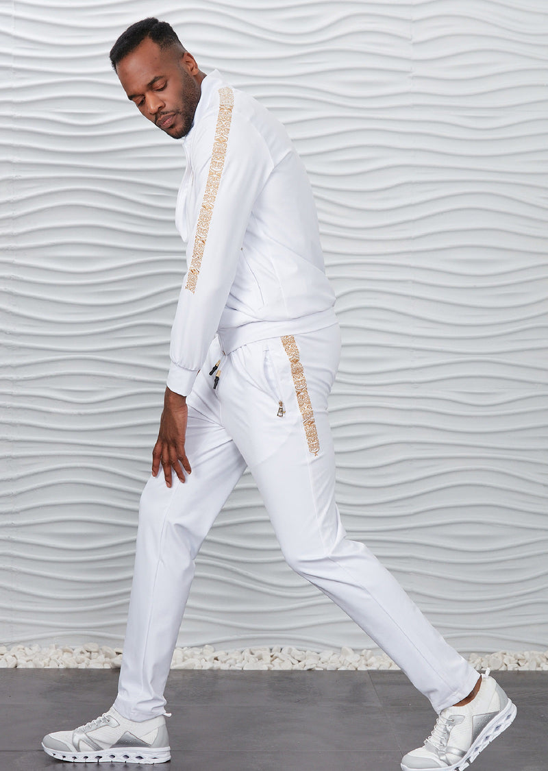 White Gold Crown Embroidery 2-pieces Tracksuit – MONDO Menswear