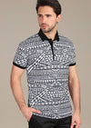 Black "Benedetto" Abstract polo